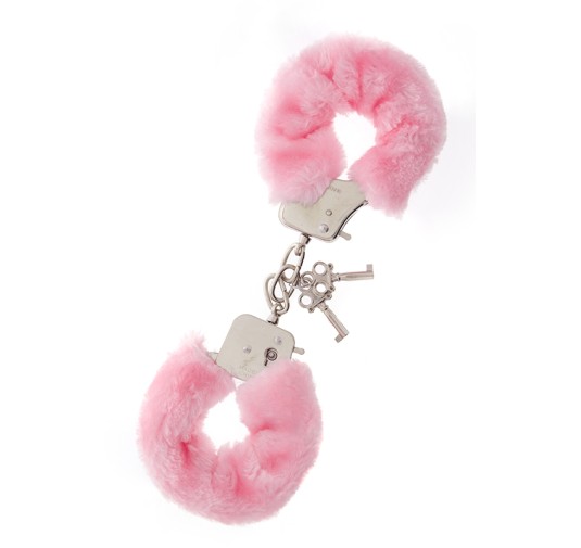 Kajdanki-METAL HANDCUFF WITH PLUSH PINK